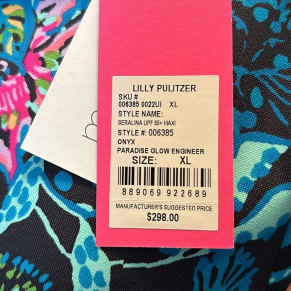 NEW Lilly Pulitzer Seralina Upf 50 Maxi Dress - Onyx Paradise Glow XL  🦄🤩 - Picture 10 of 10